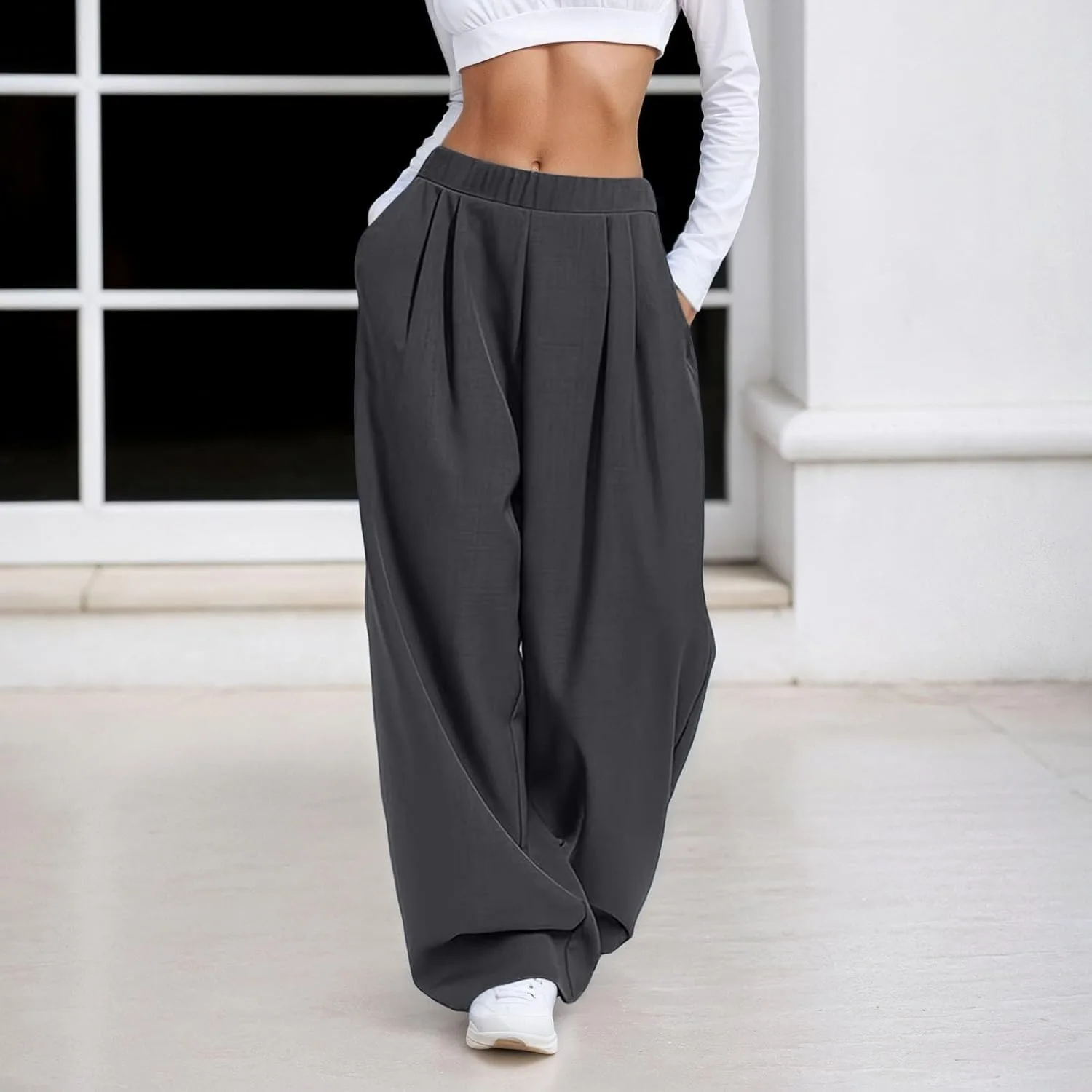 Parachute Pants Woman 2026 Trendy Mid Rise легкие Y2K мешковатые спортивные штаны Casual свободные уличные брюки Generic, серый — фото 2