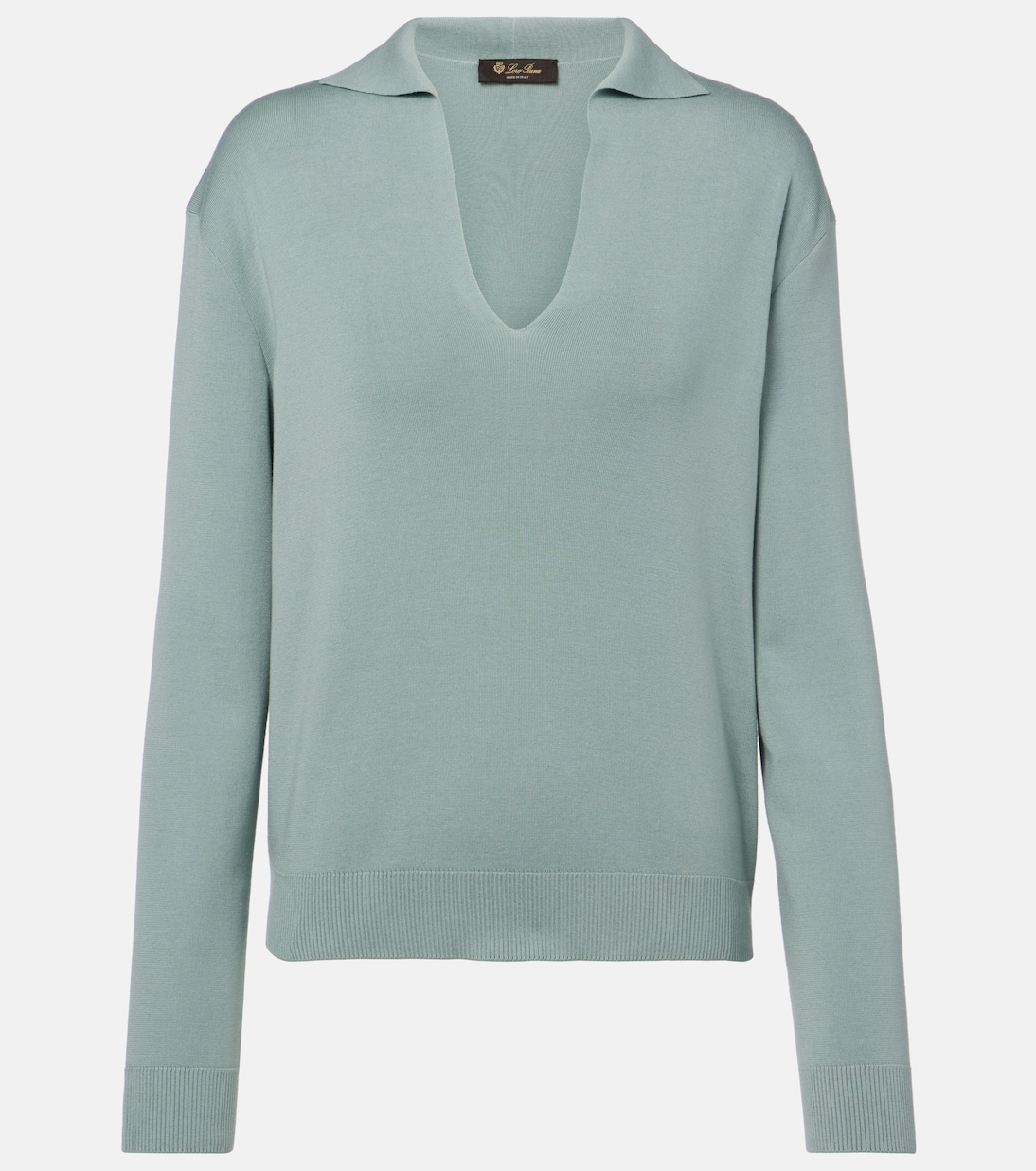 

Шелковый и хлопковый поло свитер Loro Piana, Pearl Cloud