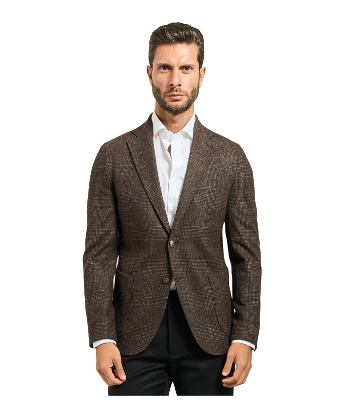 

Куртка в клетку из шерстяной смеси, коричневая. Mulish, коричневый