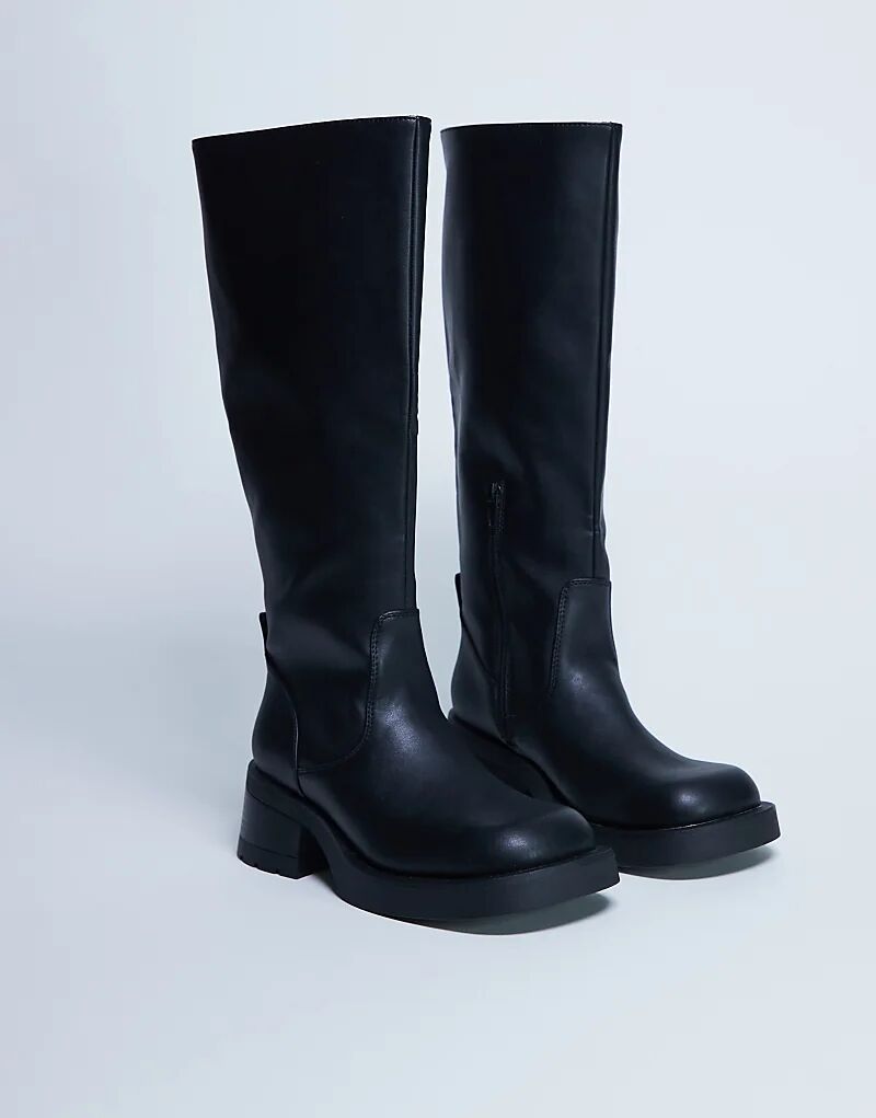Высокие сапоги Topshop Rachel на массивном каблуке черного цвета
