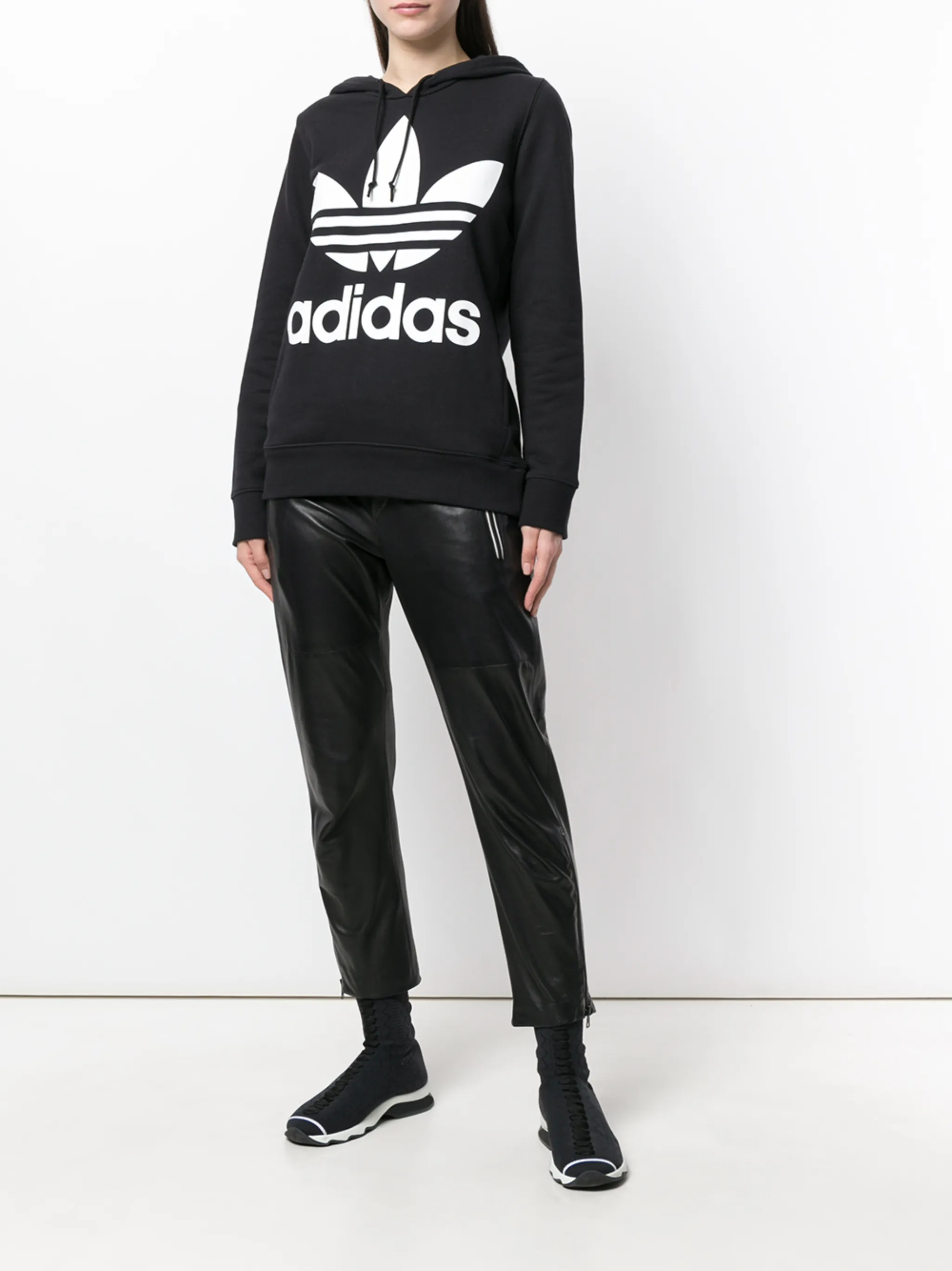 Толстовка с капюшоном и логотипом Adidas Originals Trefoil, черный — фото 2