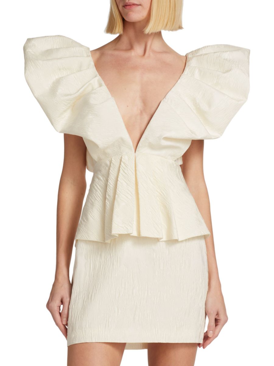 

Платье Calin Mini с баской из смешанной техники Ronny Kobo, белый