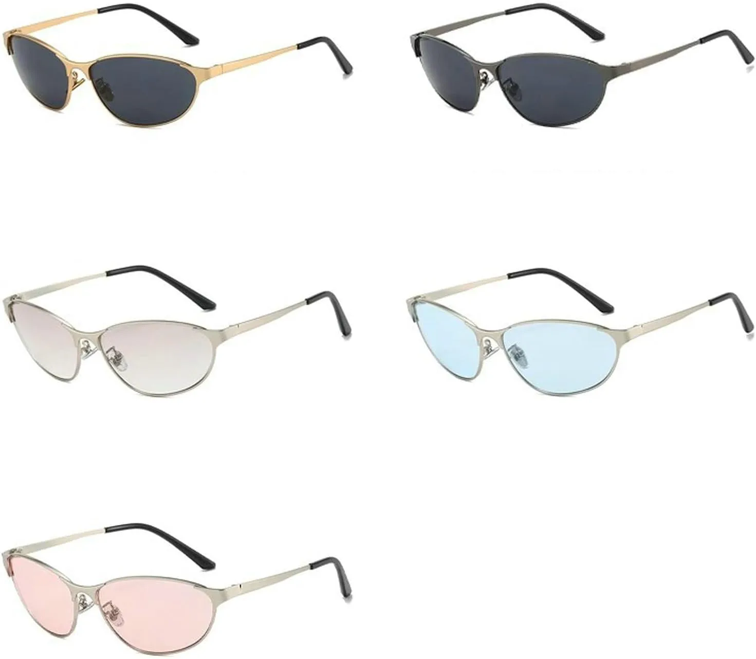 

Модные ретро-солнцезащитные очки «кошачий глаз» для женщин, стильные, забавные, в маленькой металлической оправе, с защитой от УФ-излучения UV400 mincl, Light Pink