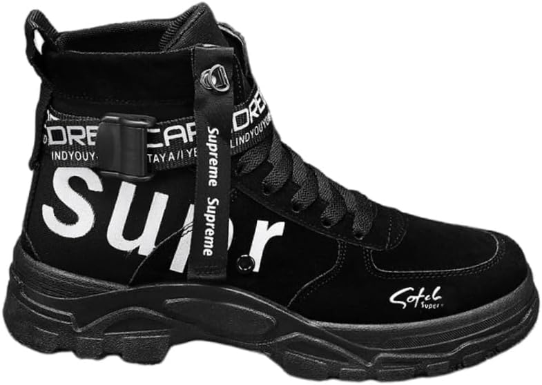 

Мужские модные ботинки - с шнуровкой - амортизирующие - подходят для активного отдыха - подходят для рабочей одежды Fusecottc, черный