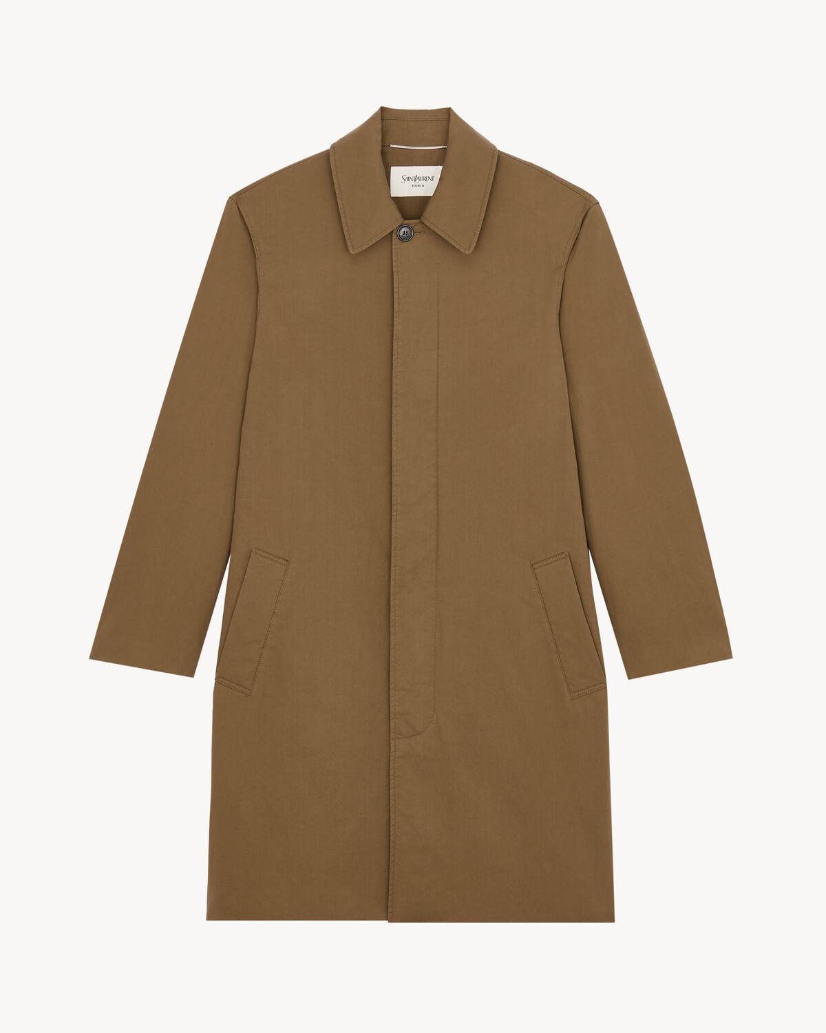 

Стеганное пальто-мак из хлопкового сержа SAINT LAURENT, бежевый