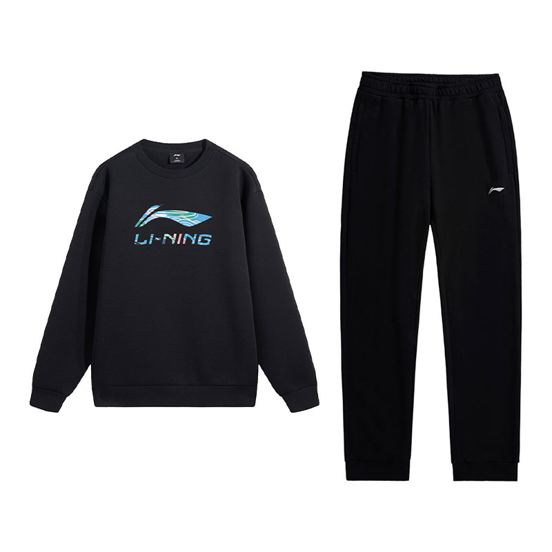 

Комплект из двух предметов: толстовка и свитшот Li Ning для мужчин., черный top+черный pants