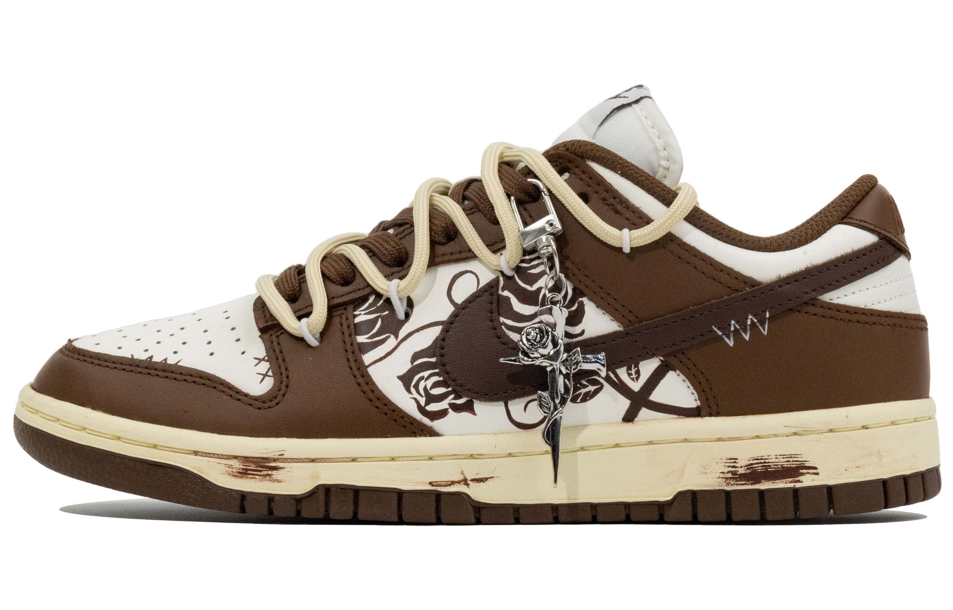 Nike Кроссовки для скейтбординга Dunk Dried Rose, устойчивые к истиранию, унисекс, темно-коричневые