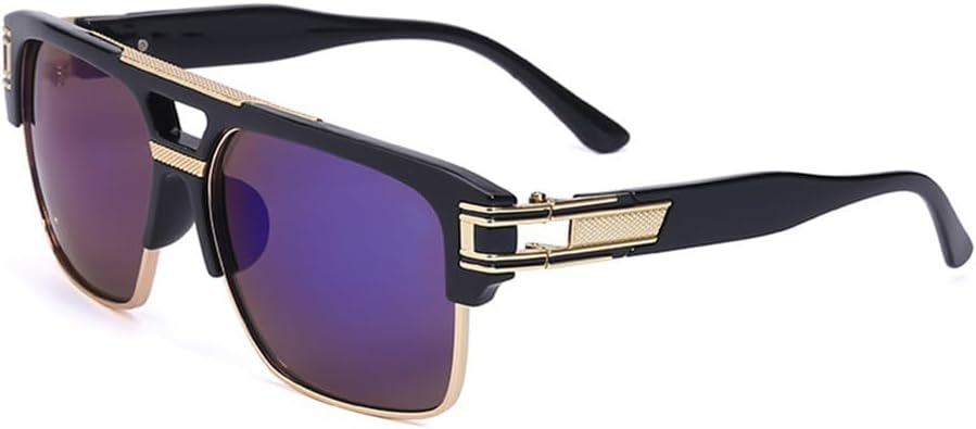 

Модные мужские солнцезащитные очки с крупной оправой, зеркальными градиентными линзами, прозрачными металлическими линзами, защитой от синего света и УФ-излучения UV400 KTUCN, Hd2