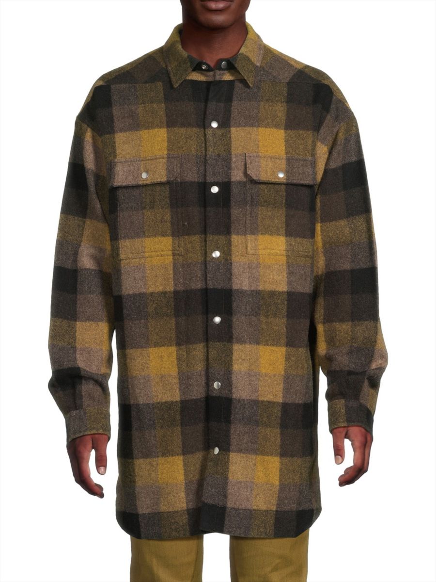 

Рубашка свободного кроя в клетку Rick Owens, цвет Honey Plaid