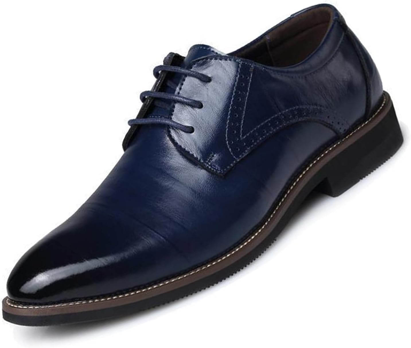 

Мужские оксфорды UOQAPRE, классические деловые туфли оксфорд, формальная обувь из цельной кожи для мужчин, синий