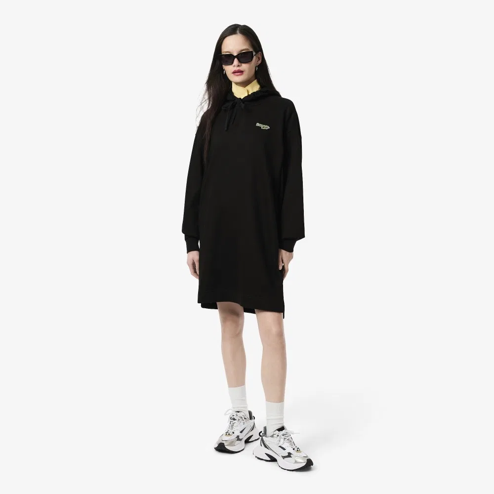 Худи-платье Lacoste Soft Branding, миди, черное