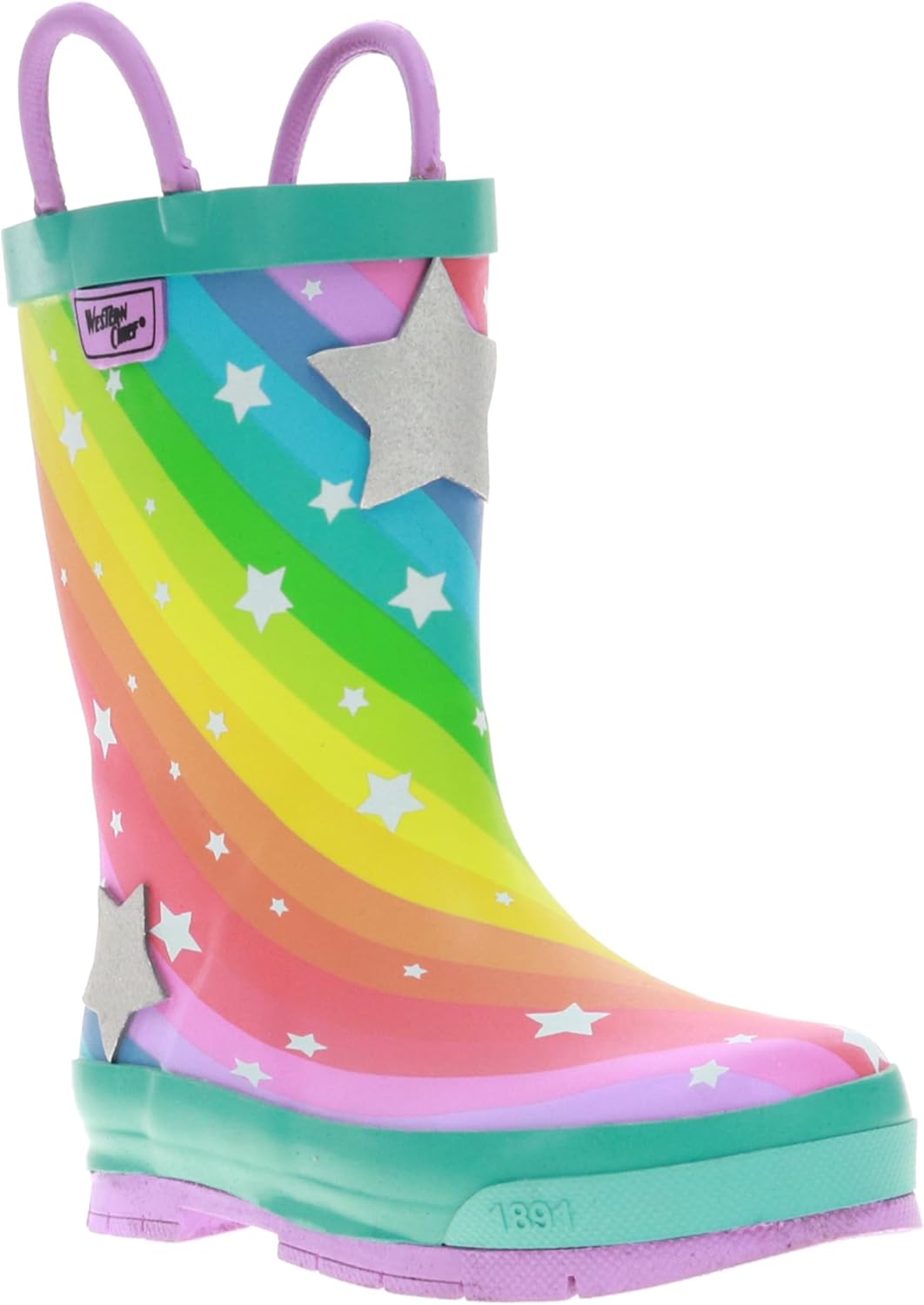 

Детские резиновые сапоги Western Chief с ручками для надевания - премиальные водонепроницаемые сапоги для мальчиков и девочек, Superstar Teal