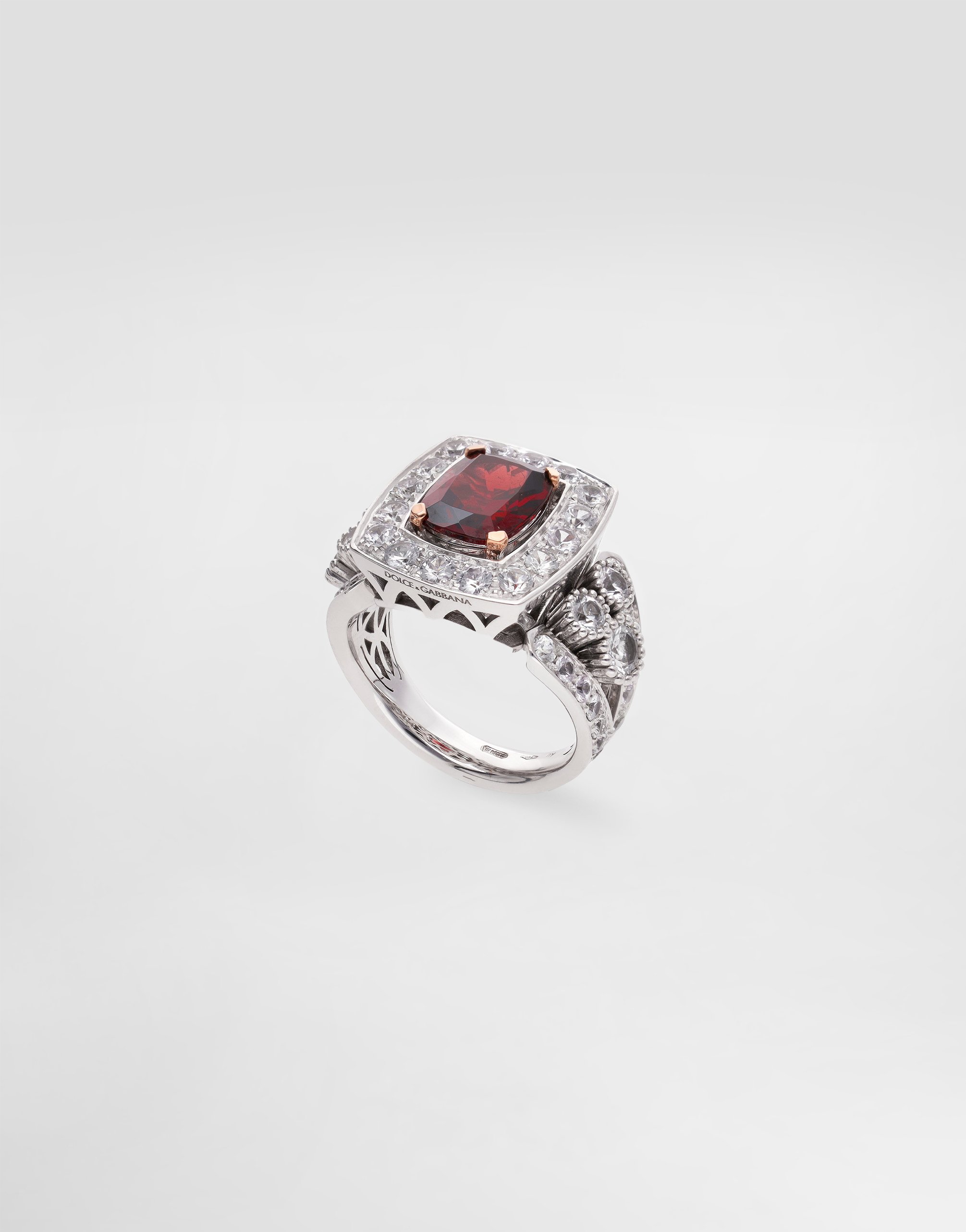 Кольцо eleganza из белого и розового золота 18 карат с гранатом и сапфирами Dolce & Gabbana, белый — фото 2
