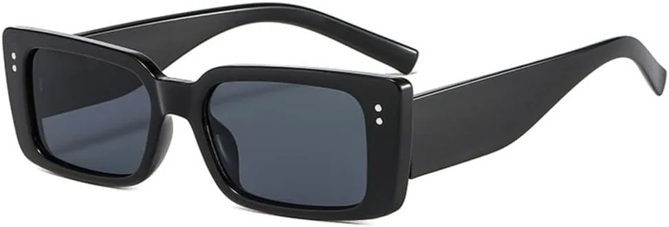 

Маленькие прямоугольные солнцезащитные очки для женщин в винтажном стиле, мужские солнцезащитные очки, очки с защитой от УФ-излучения UV400 HDUBFY, Black