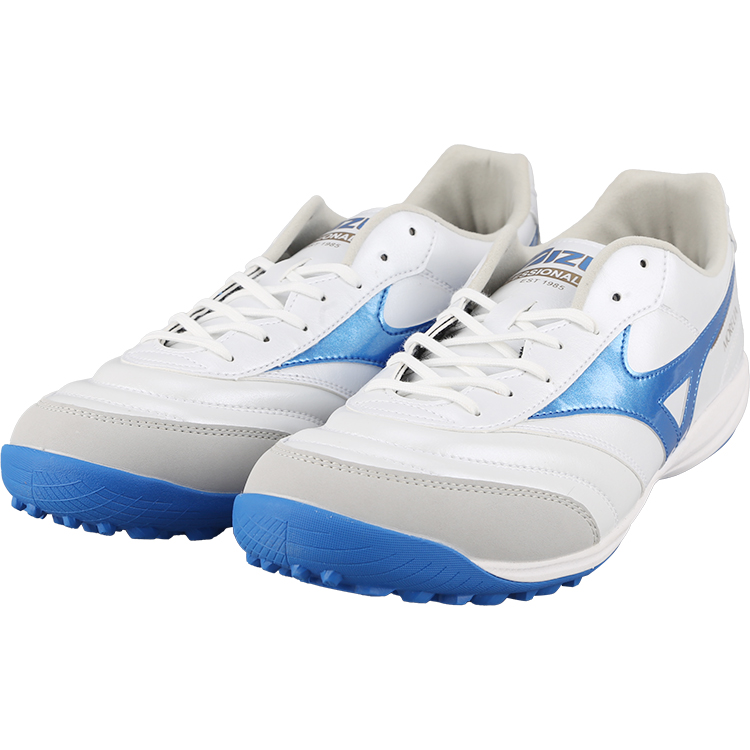 Амортизирующие футбольные бутсы унисекс бело-синие Mizuno — фото 3