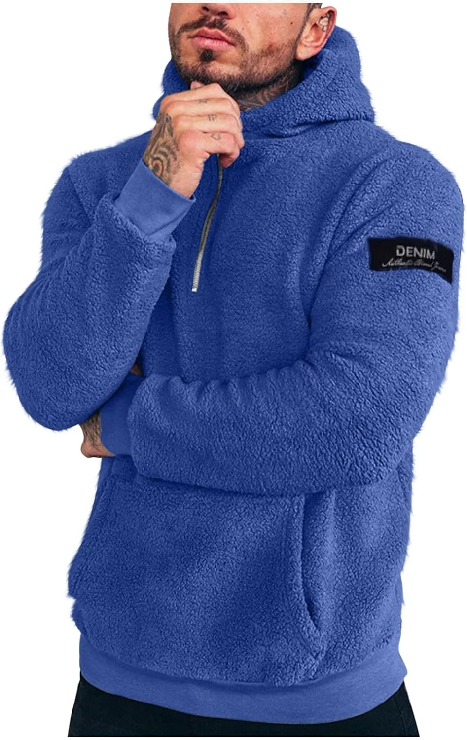 

Мужской худи на молнии с капюшоном, двусторонний вельвет, однотонный