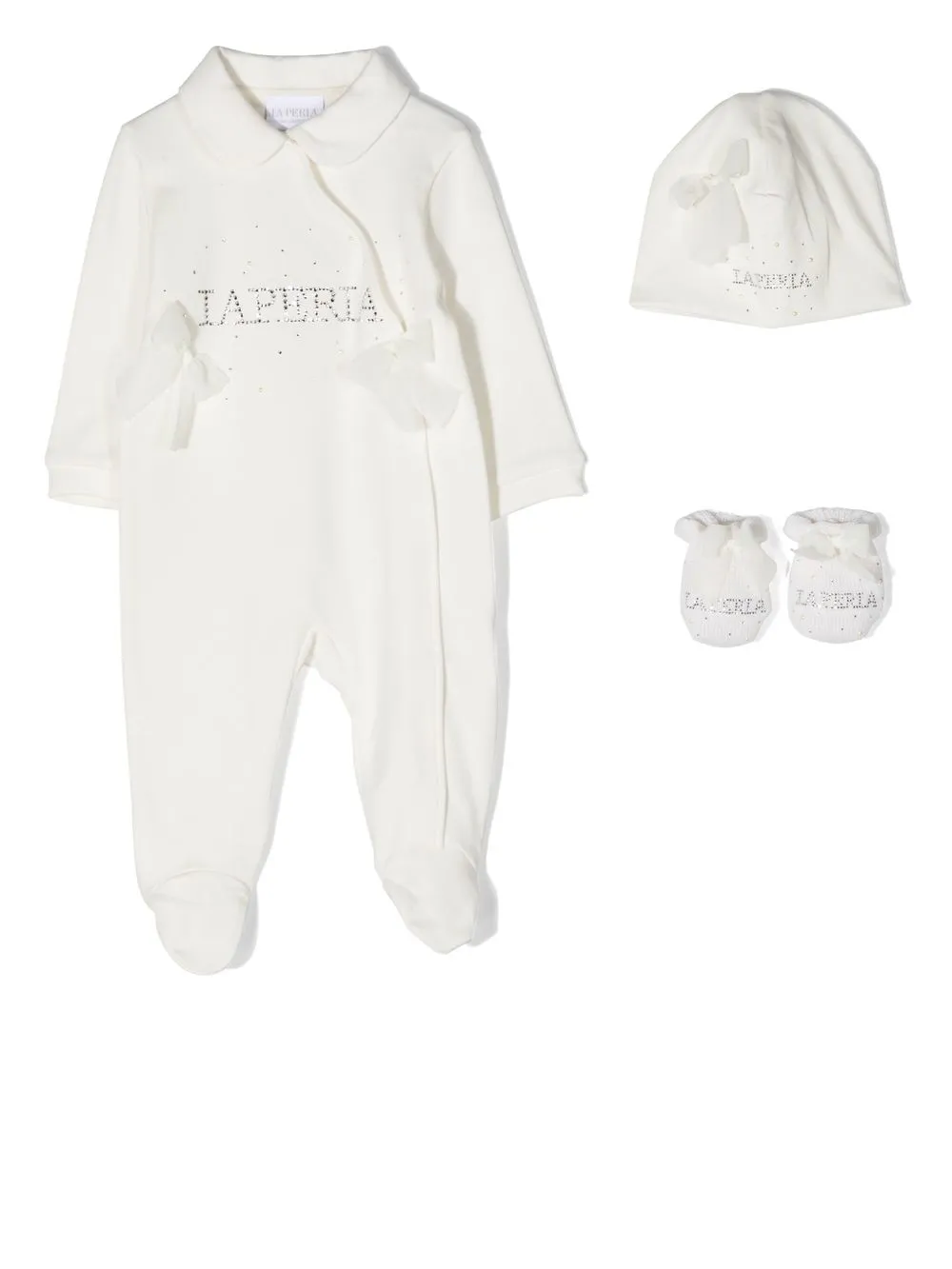 

Комбинезон для новорожденного с вышитым логотипом La Perla Kids, белый