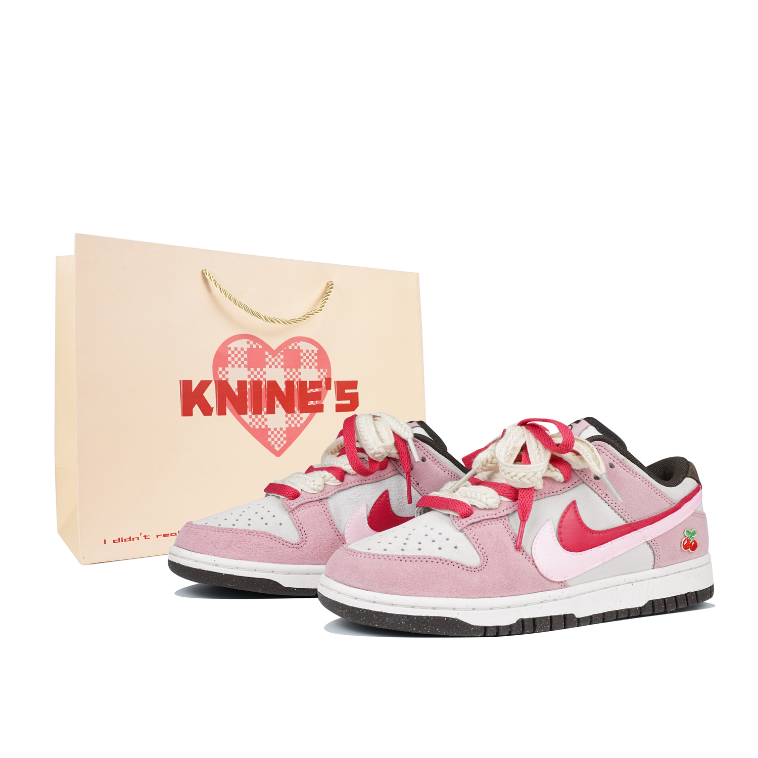 Nike Женские низкие кеды для скейтборда Dunk бело-розовые, цвет Pink