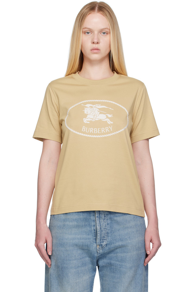 

Хлопковая футболка Knight Stamp Burberry, цвет flax
