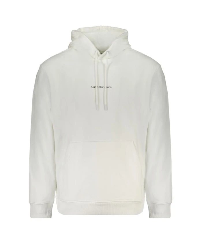 

Белая хлопковая толстовка с капюшоном и карманом Calvin Klein, белый
