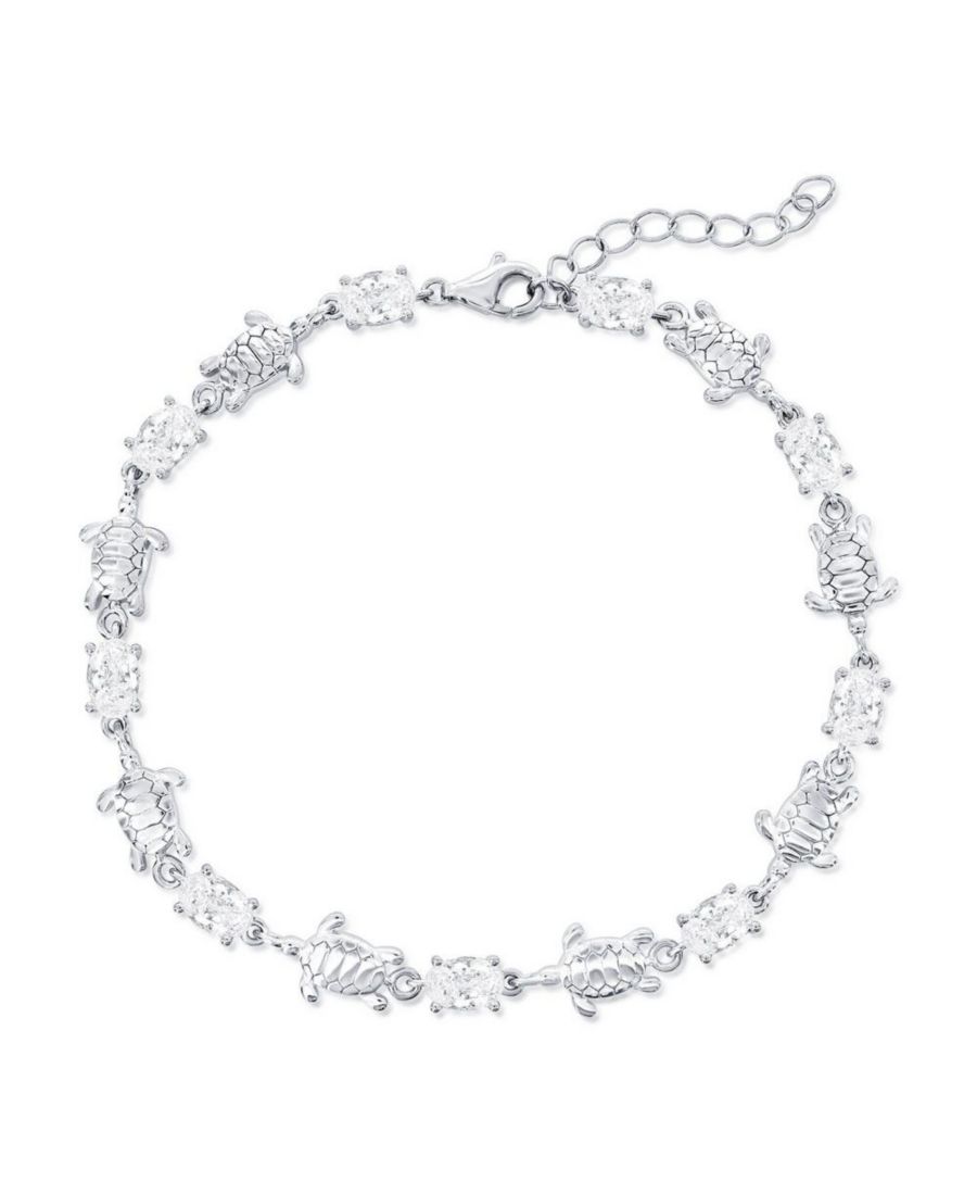 

Браслет из стерлингового серебра с чередующимися изображениями слона и овальных фианитов Simona, Silver