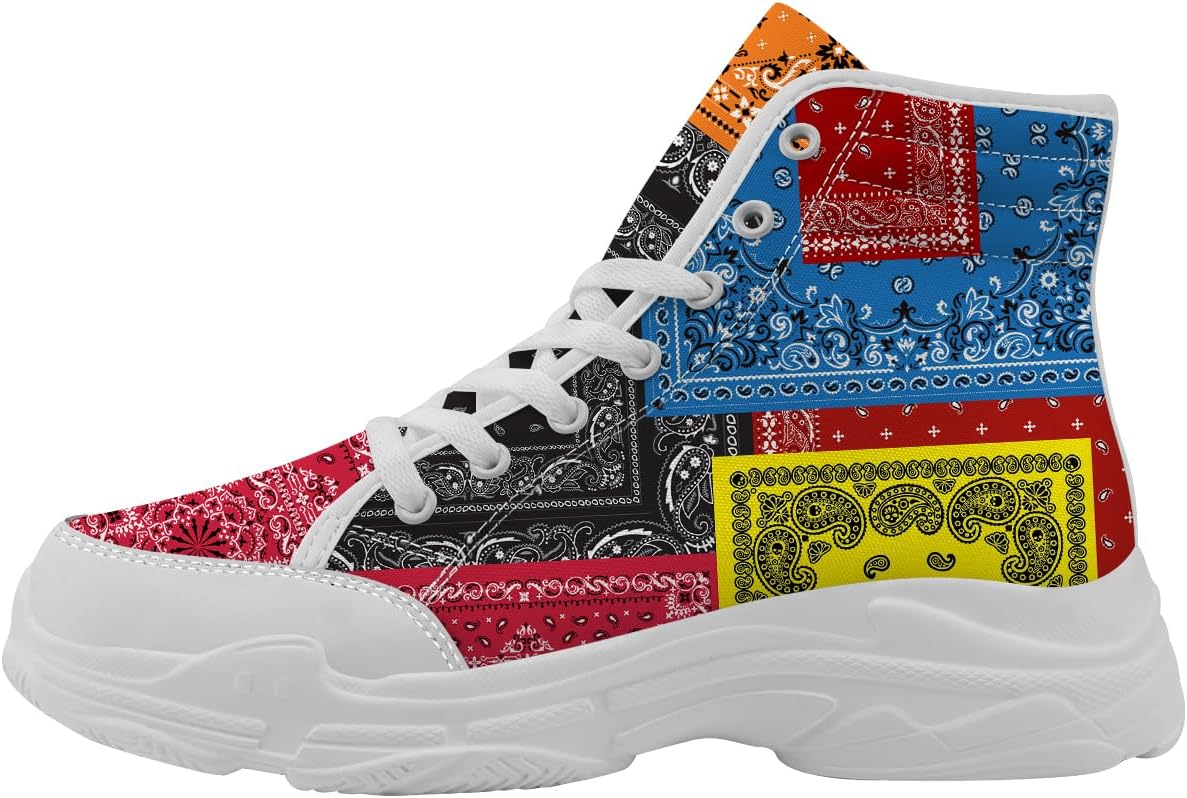 

Женские мужские банданы, кроссовки с высоким топом, презентовые платформенные туфли Paisley с принтом, подарки для нее Generic, 3105 Multicolor