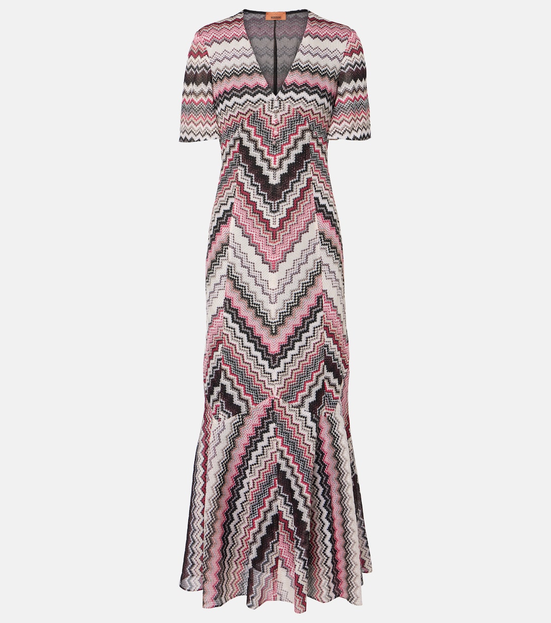 

Платье миди из ламе с зигзагообразным узором Missoni, Multi Pink Beige Tones On Dark