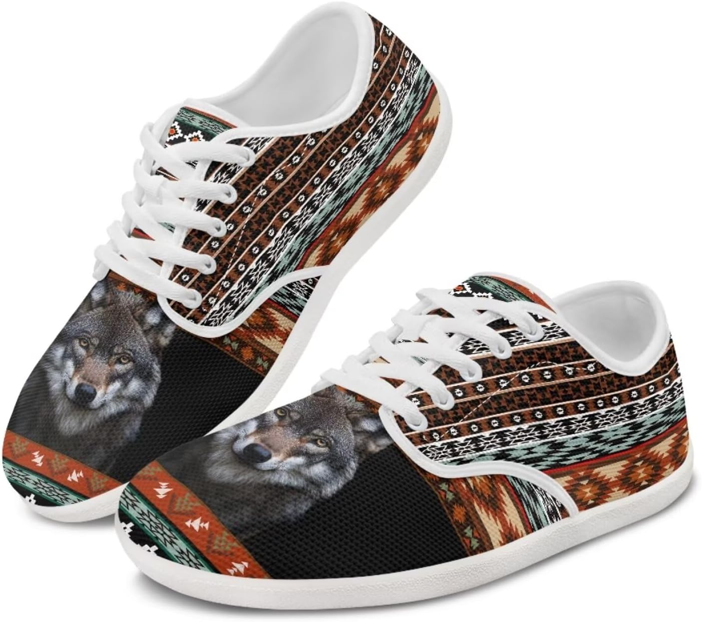 

Мужские кроссовки Chaqlin, слипоны для пеших прогулок и бега, плоская подошва, дышащие, низкие, спортивные, легкие, на шнуровке, Wolf Aztec Stripes