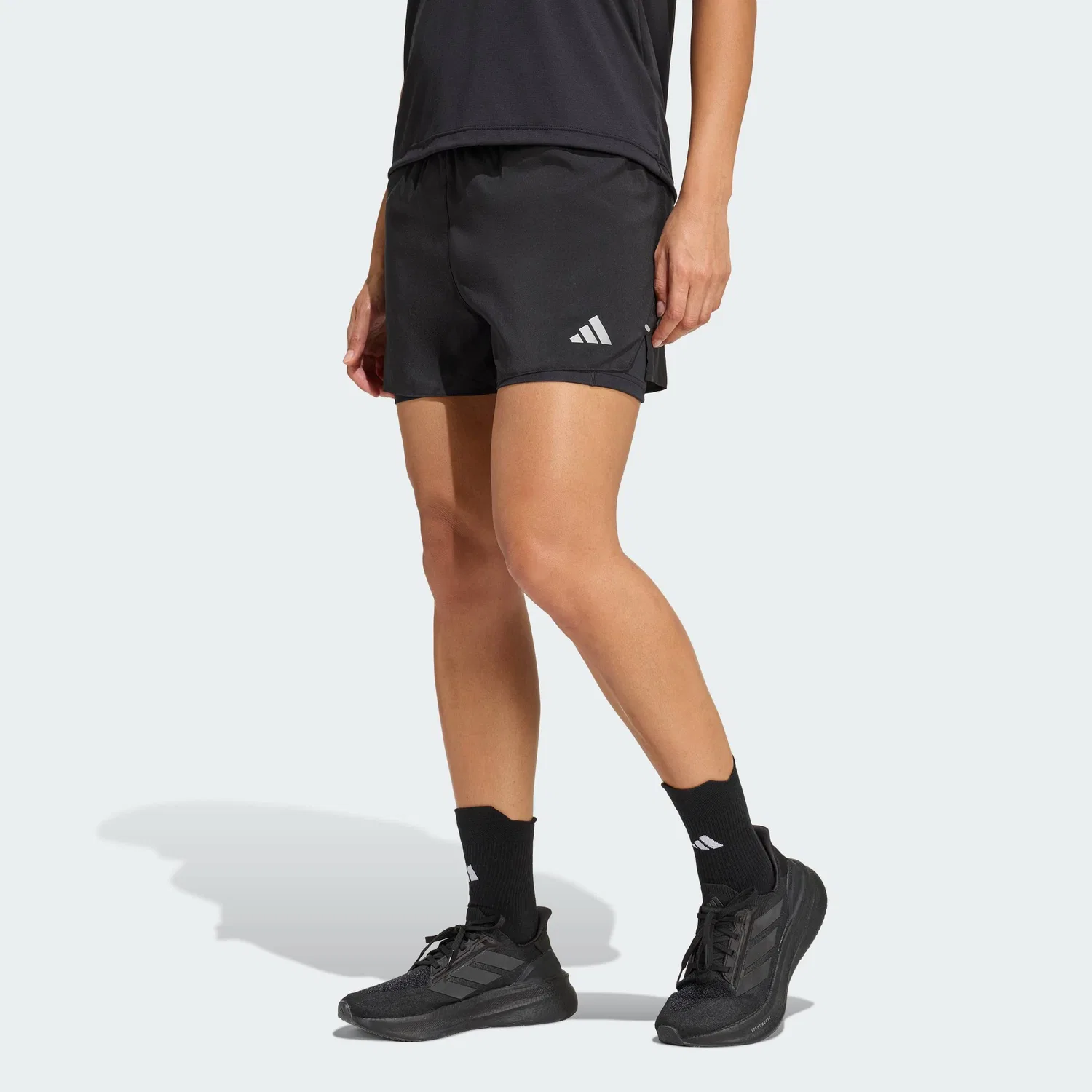 Шорты беговые 2-в-1, Adidas, Adi365, черный