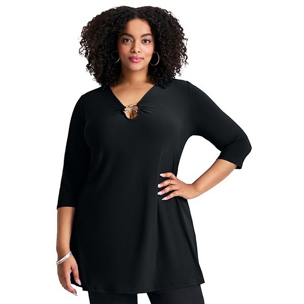 

Женский топик с кольцевыми деталями plus size Avenue, Black
