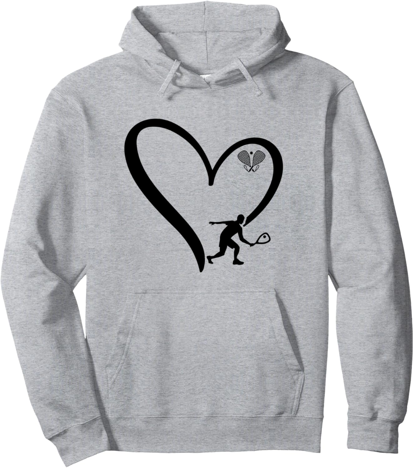

Худи с силуэтом игрока в ракетбол и сердцем в стиле ракетбола Racquetball Designs, серый