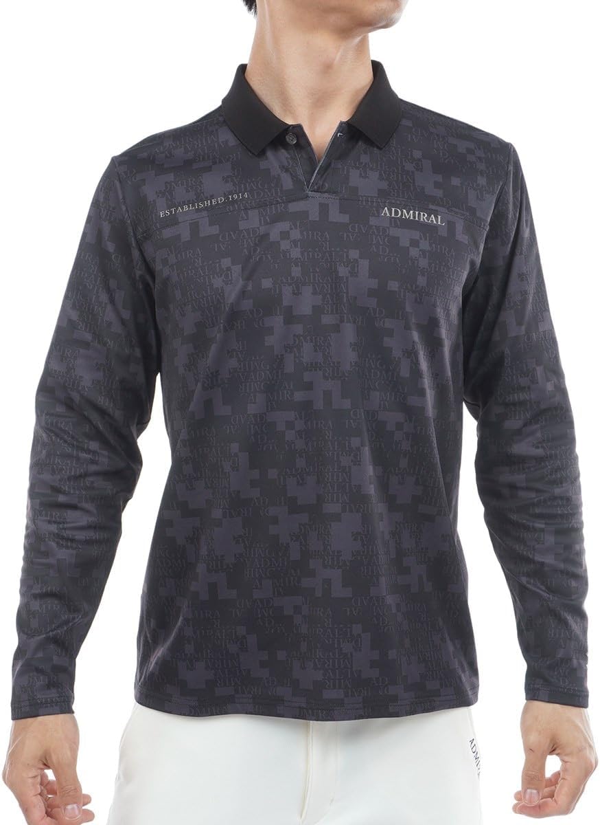 

Мужская классическая поло-рубашка Admiral GOLF Mosaic Camouflage с длинными рукавами и флисовой подкладкой, черный