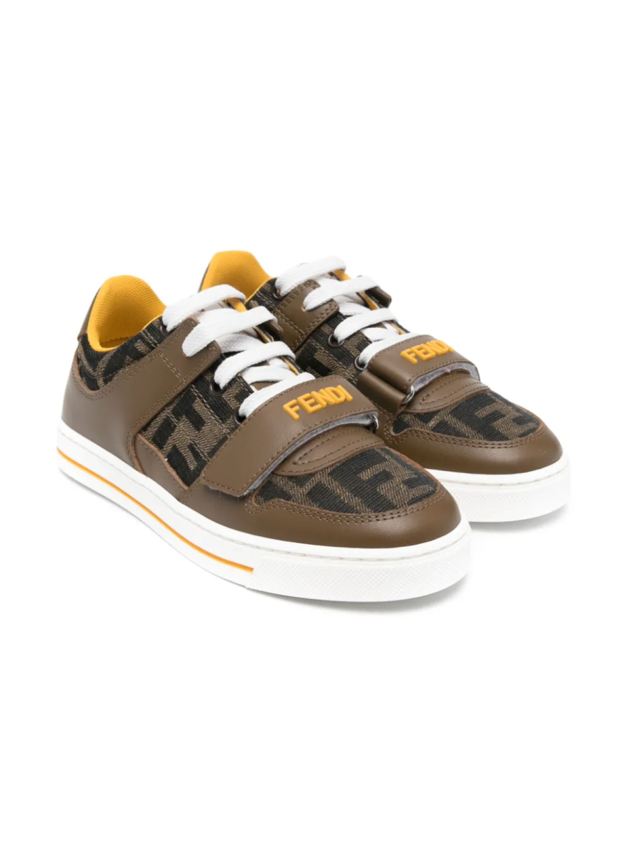 

Кроссовки с жаккардовым логотипом Fendi Kids, коричневый