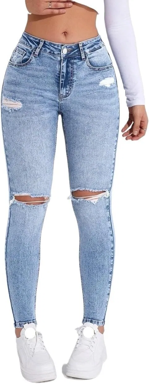 Джинсы рваные, Medium Wash