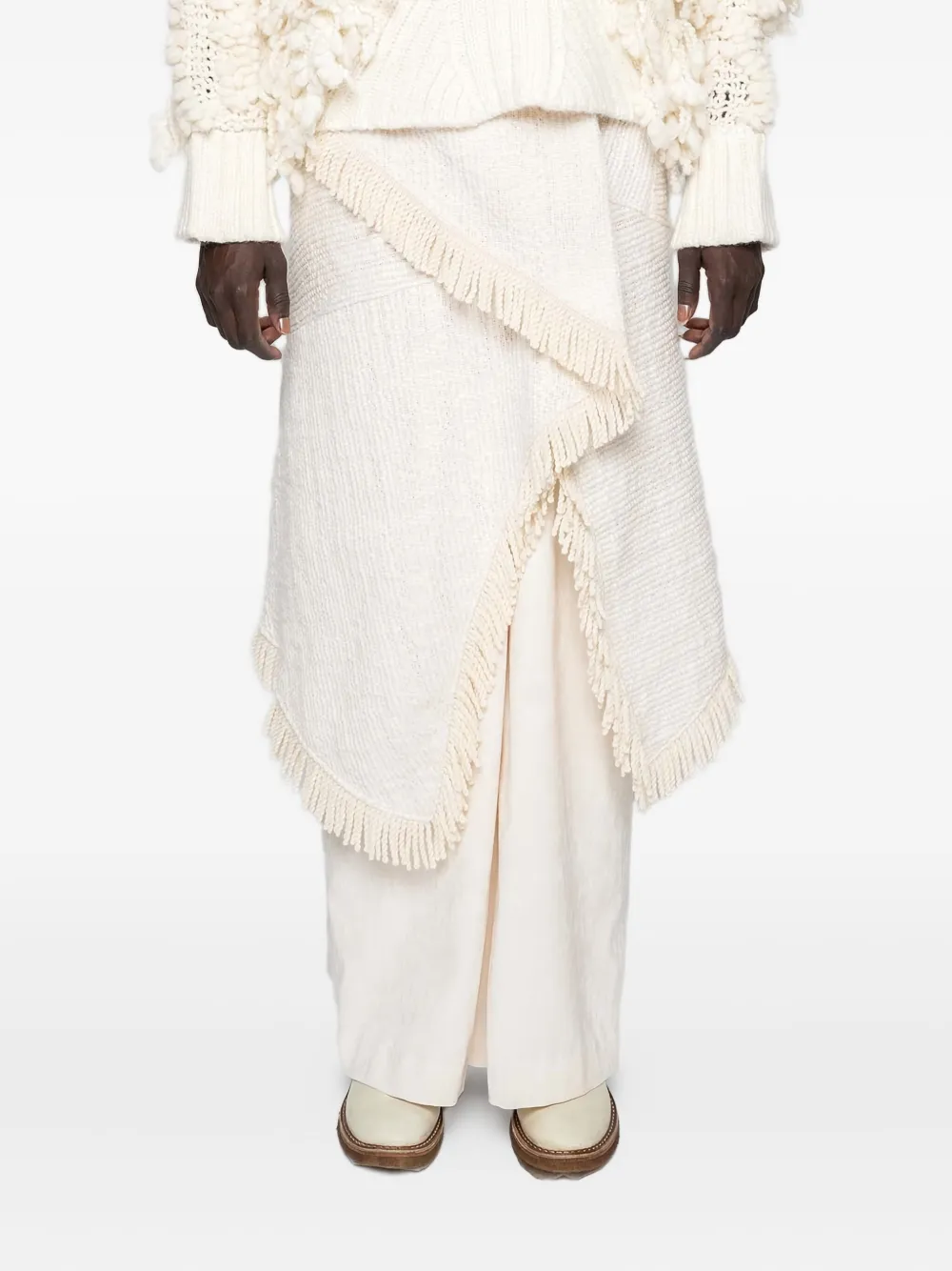 

Миди-юбка асимметричного кроя с бахромой Muller Of Yoshiokubo, белый