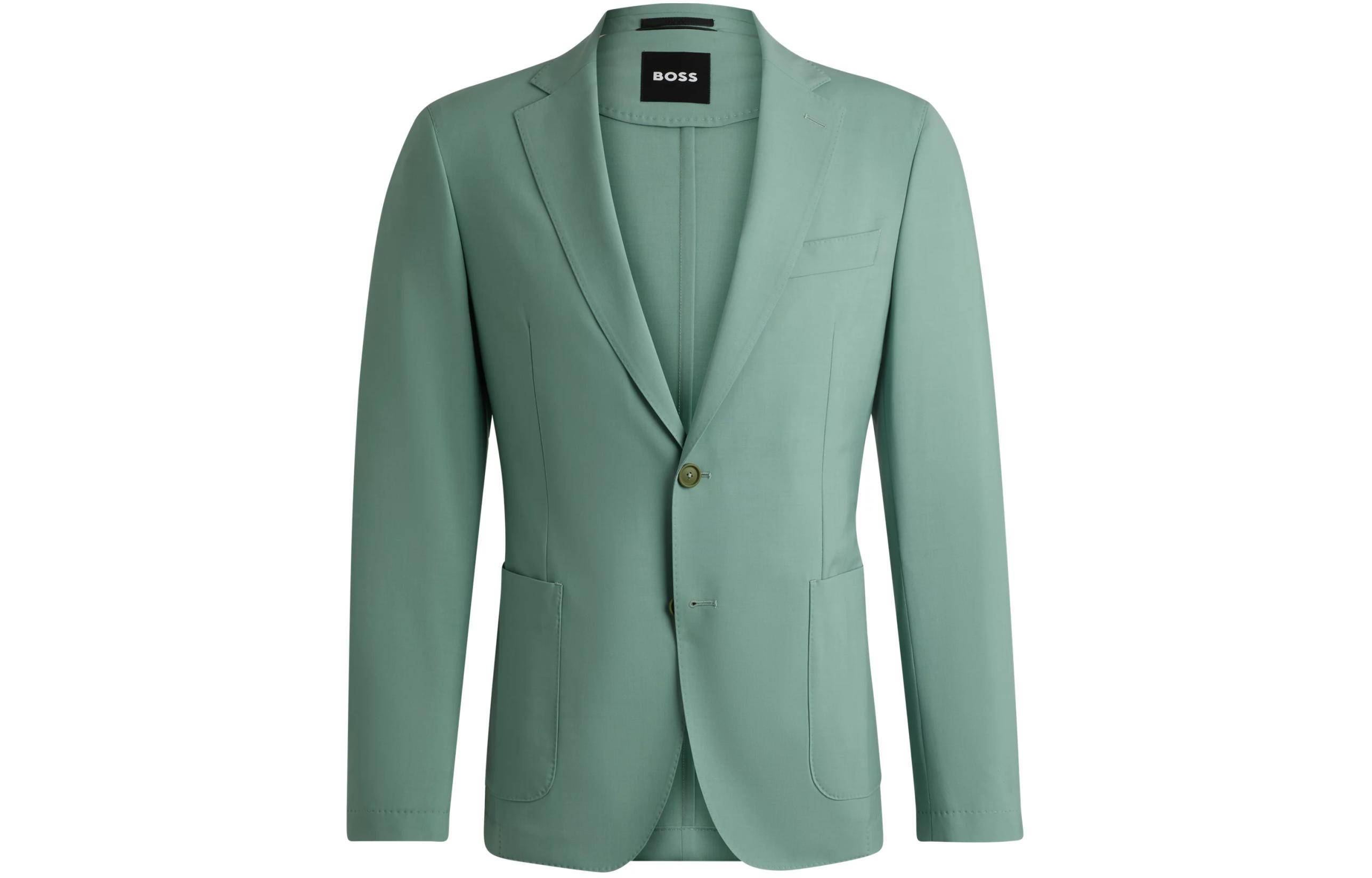 

HUGO BOSS Стройная куртка из эластичной шерстяной смеси мужская зеленая, Green