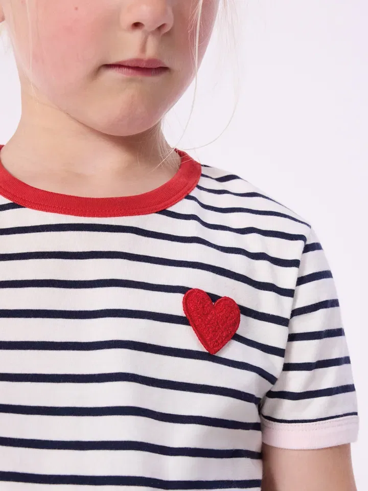 Футболка полосатая, хлопок, PETIT BATEAU, белый, темно-синий — фото 2