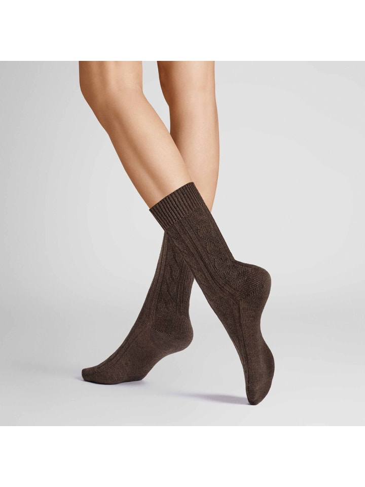 

Hudson Мягкие зимние клетчатые носки коричневого меланжевого цвета