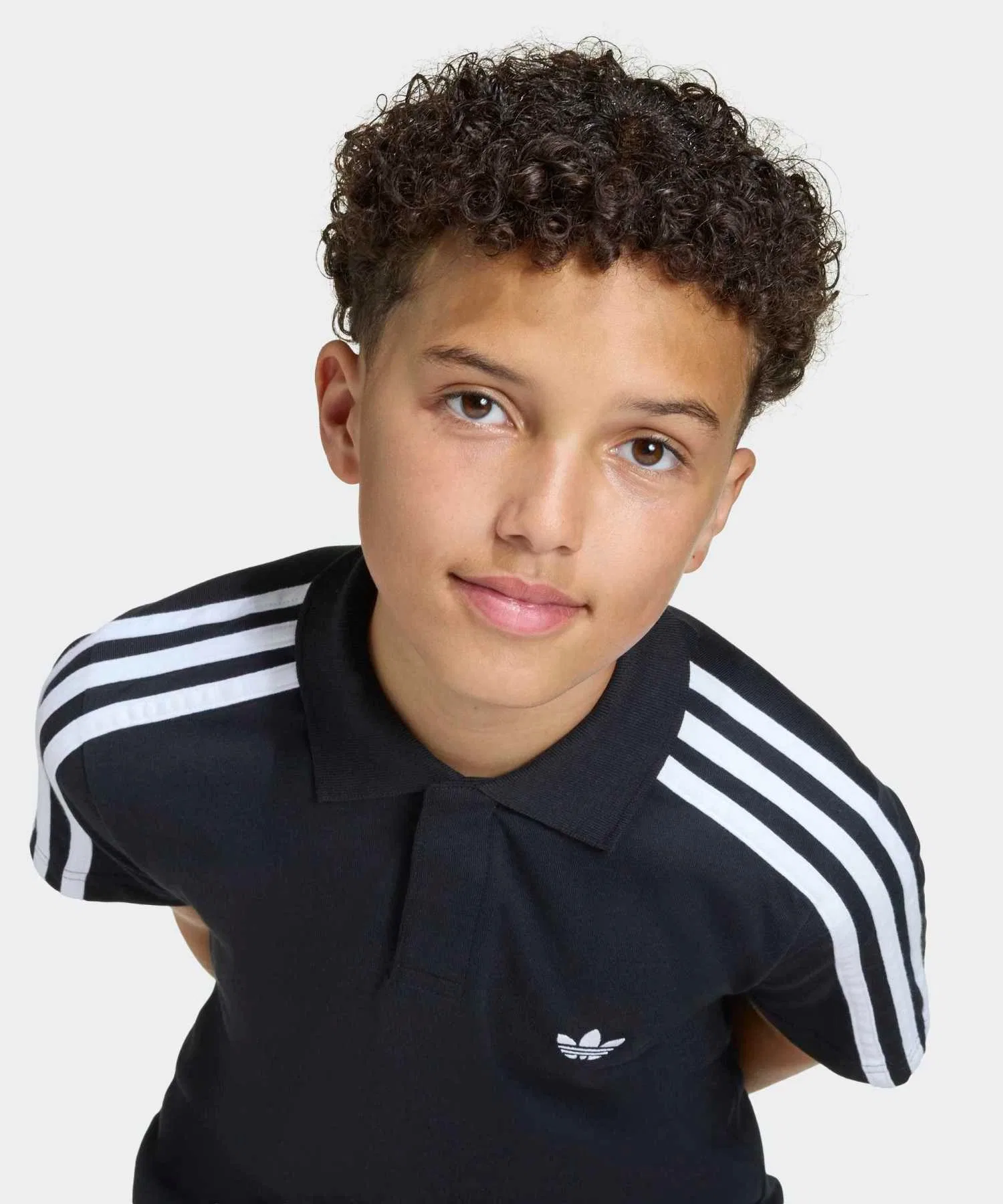 Футболка-поло с коротким рукавом и тремя полосками / Adidas Originals (детская) — фото 3