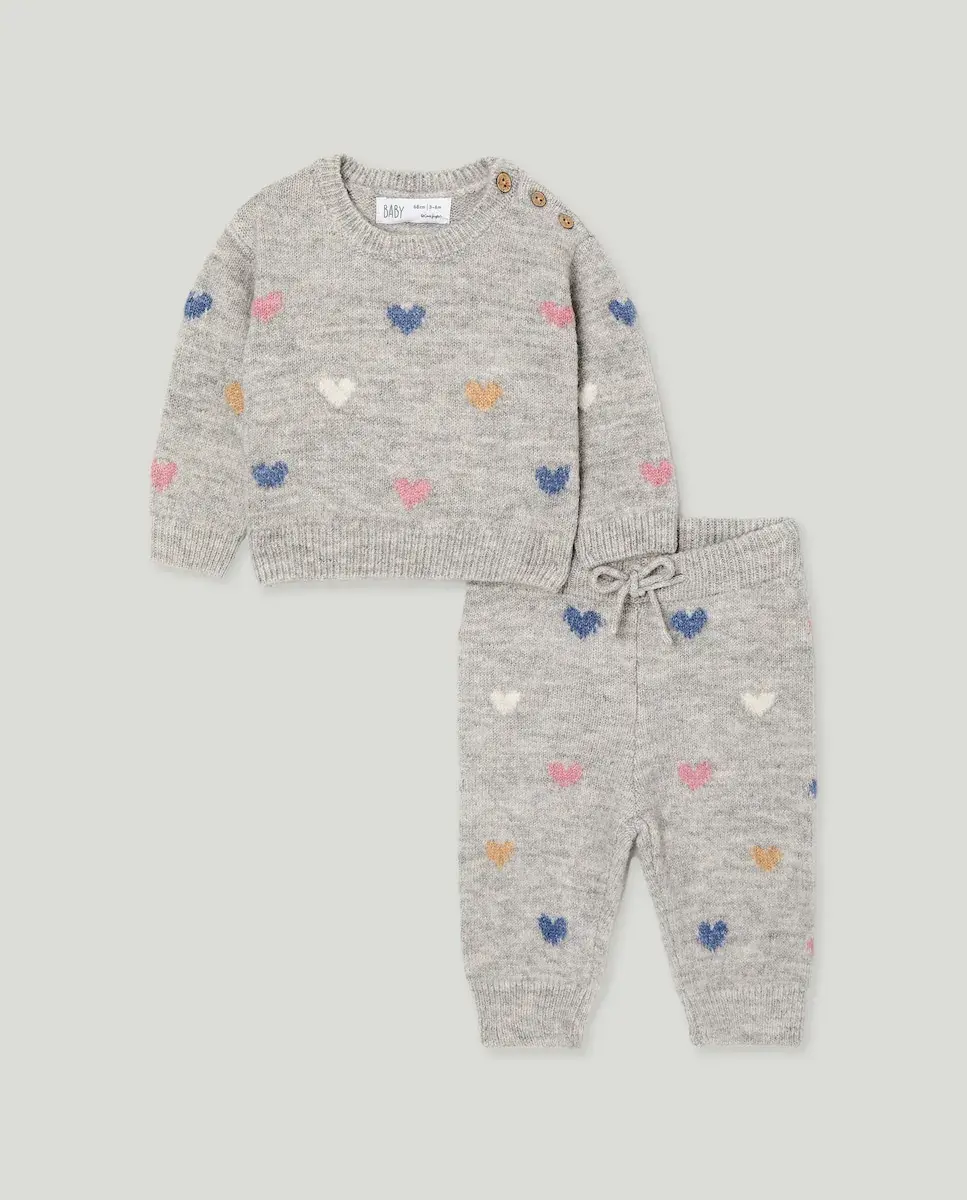 

Комплект трикотажный из 2 предметов с принтом для маленькой девочки Baby El Corte Inglés, светло-серый