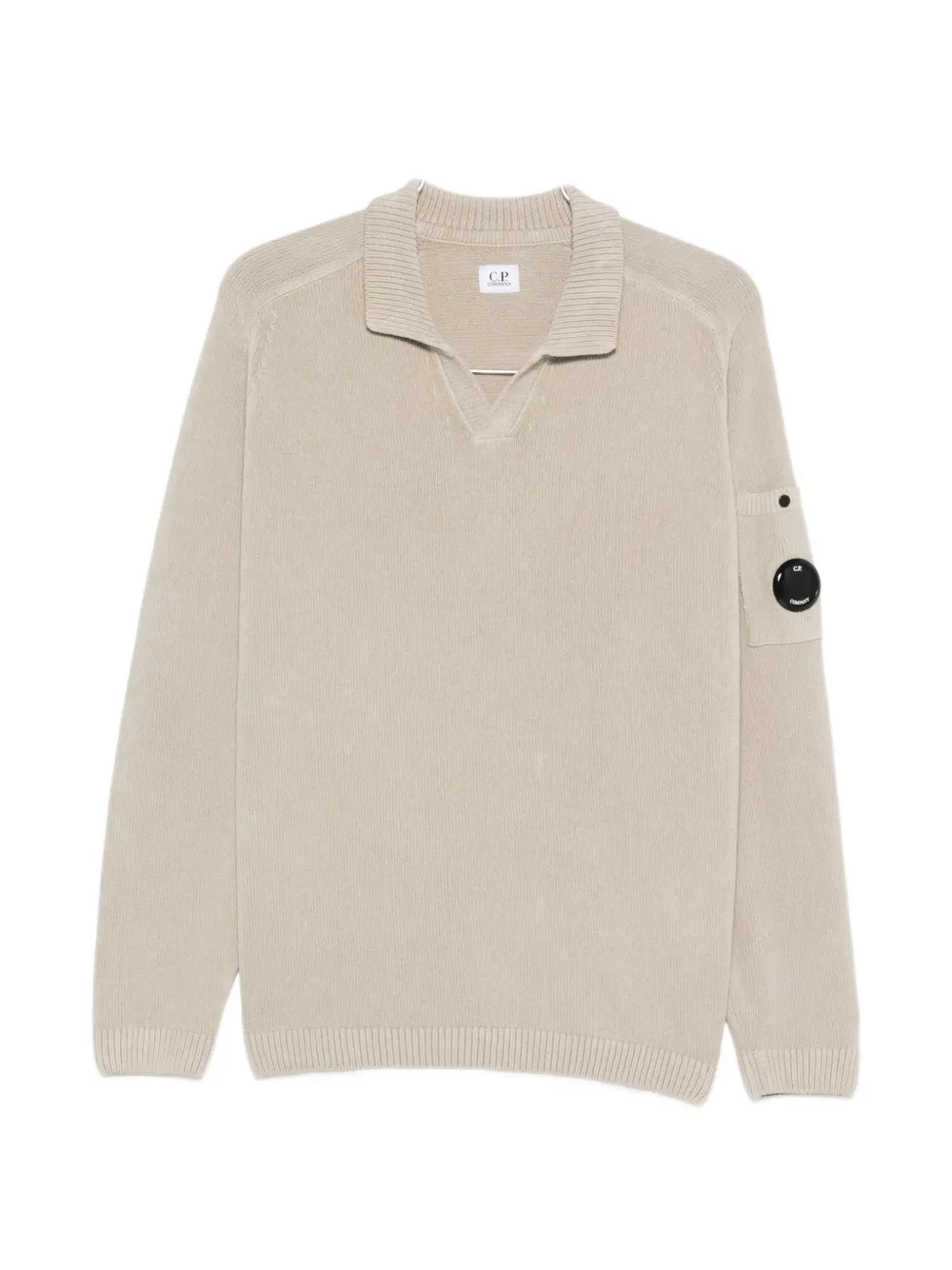 

Свитер с V-образным вырезом и нашивкой с логотипом C.P. Company, бежевый