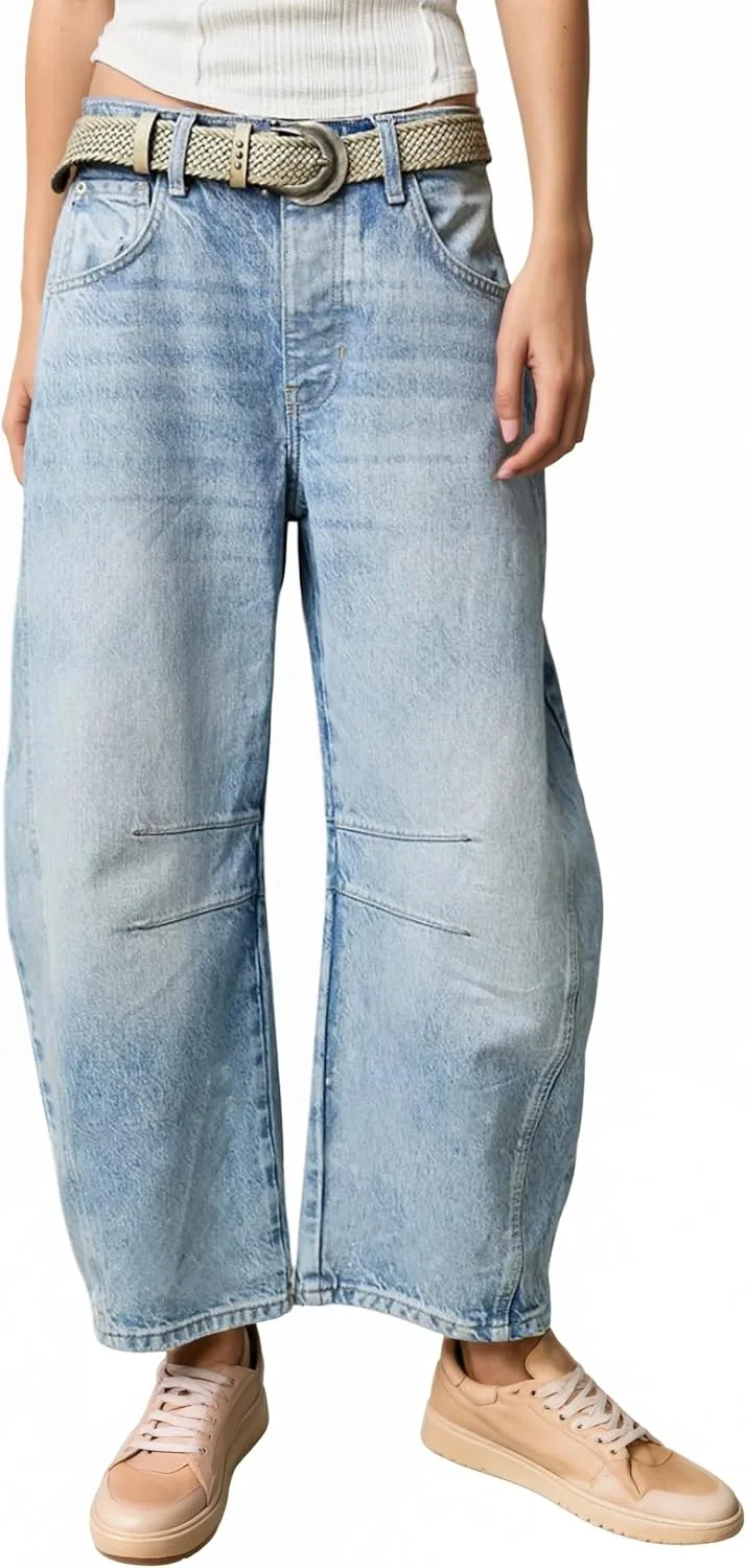 

Джинсы barrel для женщин mid rise wide leg YUCACIILA