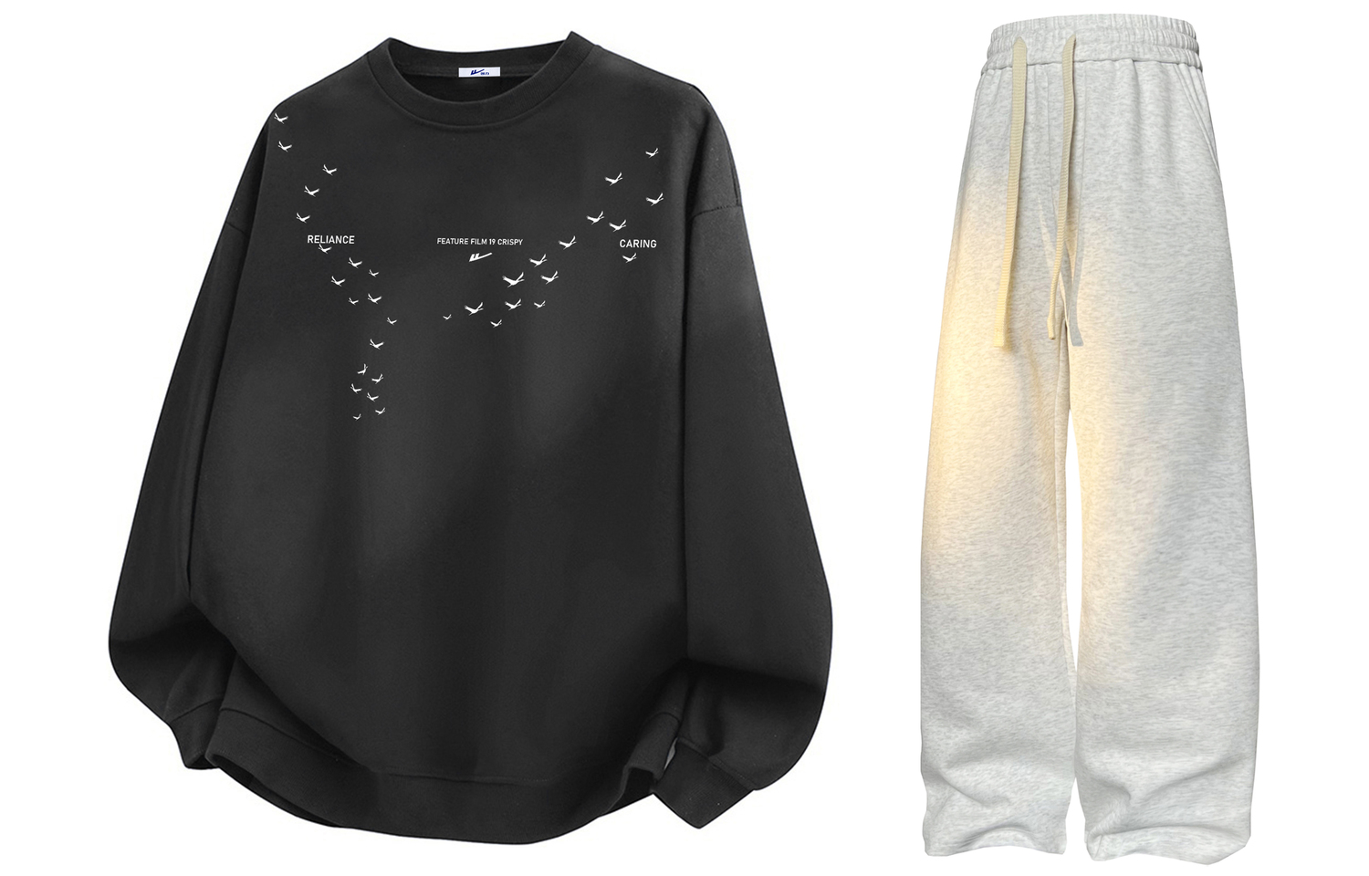 

Свитшот-сет Unisex Crew Neck Moderate WARRIOR, темно-серый+белый heather серый (clothing sets)