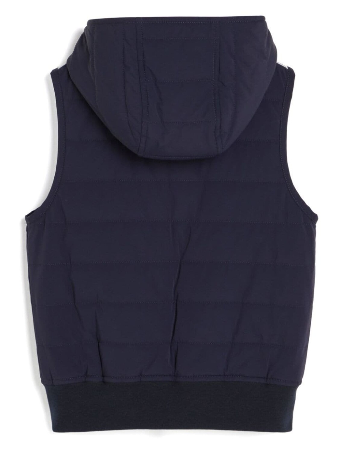 Brunello Cucinelli Kids дутый жилет с капюшоном, синий — фото 2