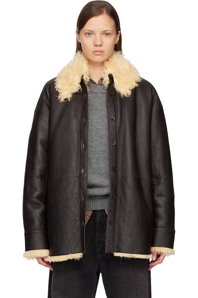 

Acne Studios Коричневая рубашка-куртка из овчины