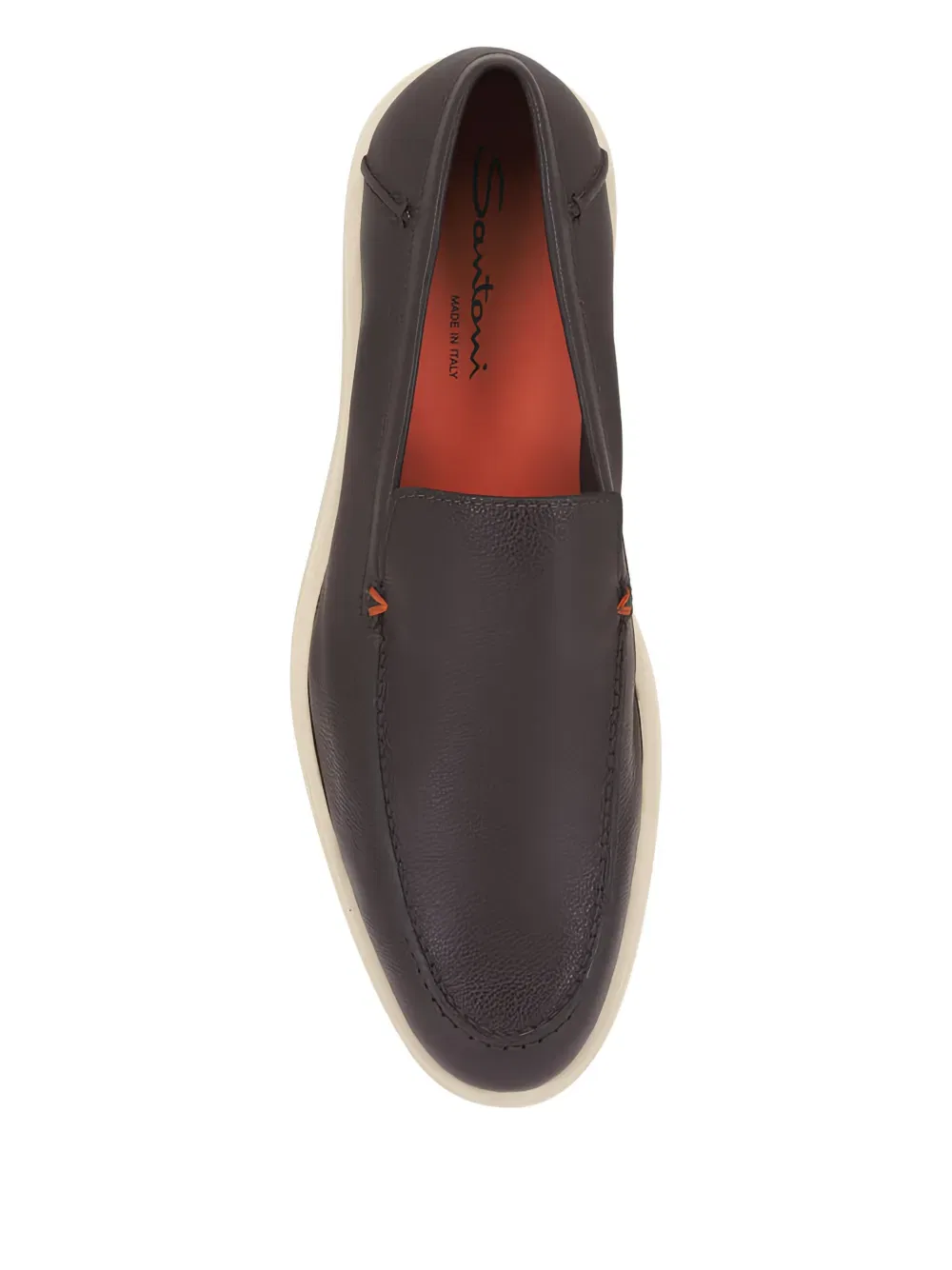 Лоферы с декоративной строчкой Santoni, коричневый — фото 3