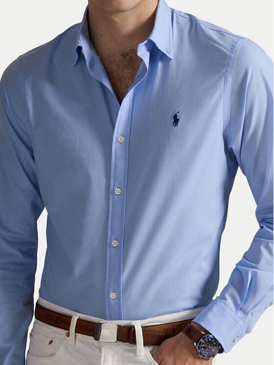 Рубашка облегающего кроя 710929348009 Polo Ralph Lauren, голубой — фото 4