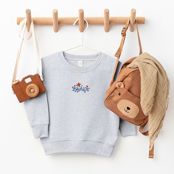 Толстовка для малышей с вышитыми звездами america The Juniper Shop, Heather Grey — фото 3