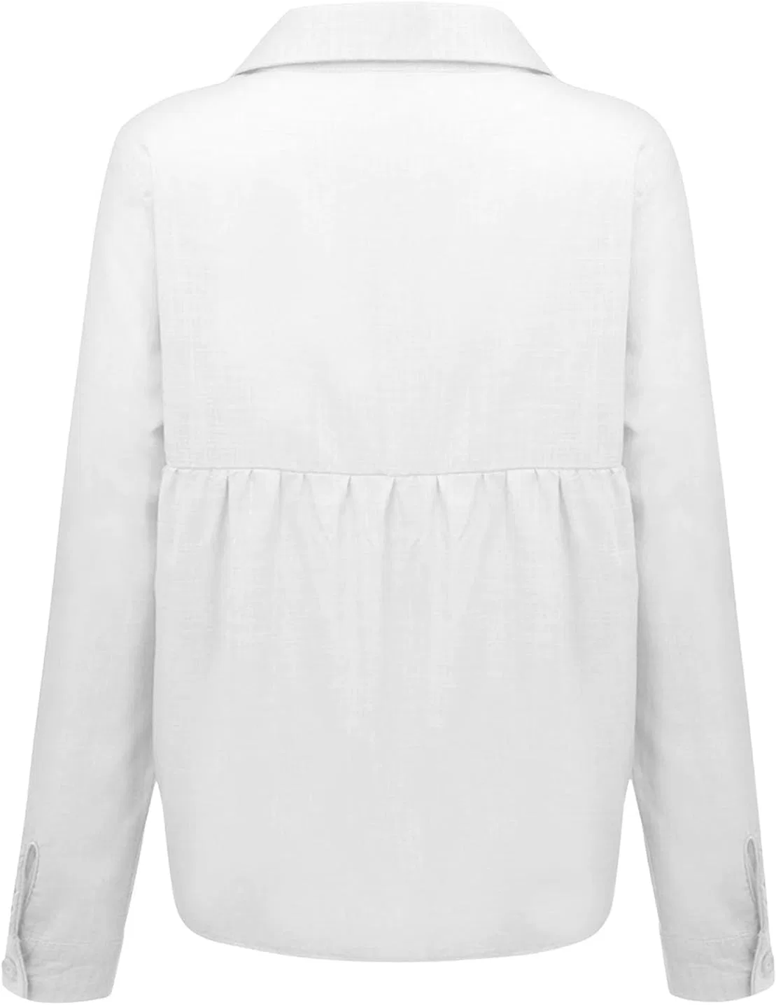Блуза женская с длинным рукавом Solid Color Casual Button Pocket, белый — фото 2