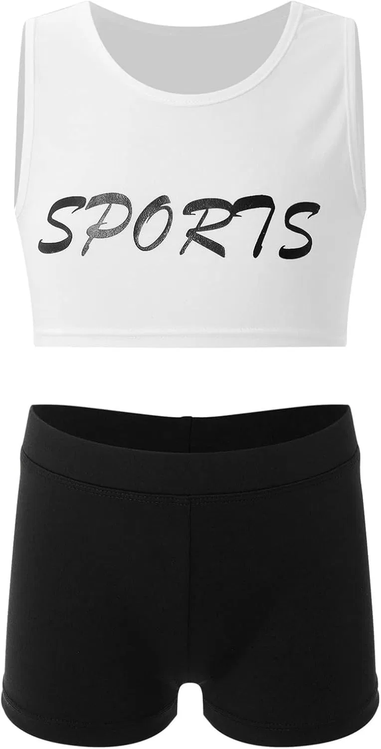 Детский спортивный комплект Moily Crop Top с шортами, Black